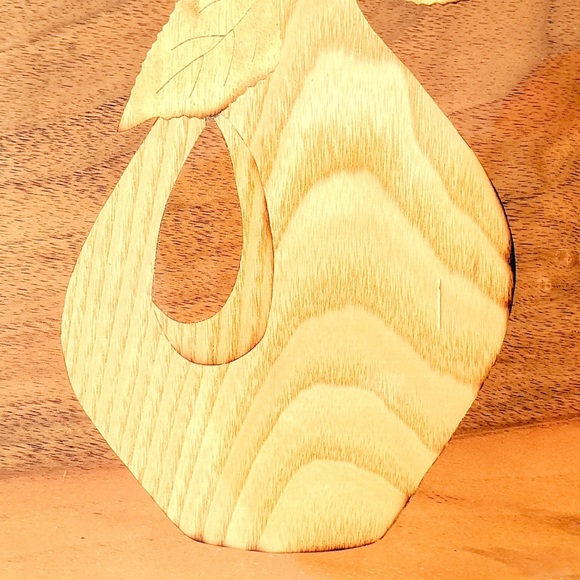 SOLD Vtg Botanical Wood Inlay Wall Hanging, 70s OOAK handmade Wood Craft - Picture 6 of 8